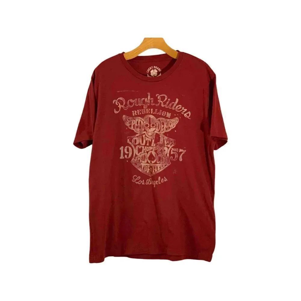Lucky Brand Rough Riders Rebellion Graphic Short Sleeve T-Shirt Mens Size L